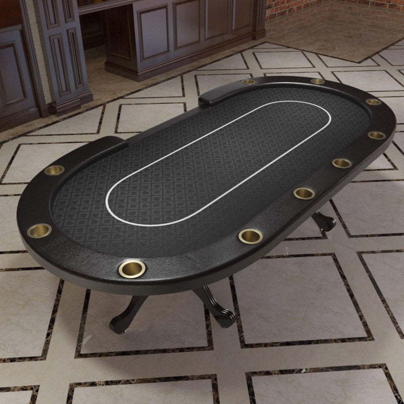 Premium 96 - Inch 10 - Player Oval Poker Table With Cup Holders (SAK51874) - Bro Dreams