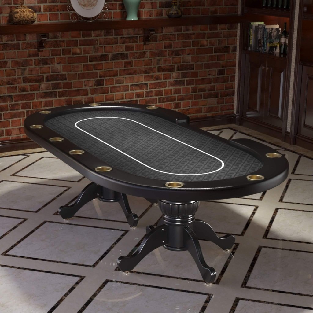 Premium 96 - Inch 10 - Player Oval Poker Table With Cup Holders (SAK51874) - Bro Dreams