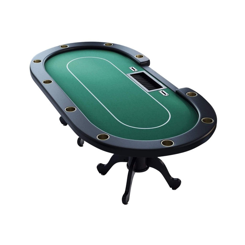 Premium 96 - Inch Aura Oval Poker Table With Cup Holders, Chips Tray And Drop Box (SAK31045) - Bro Dreams