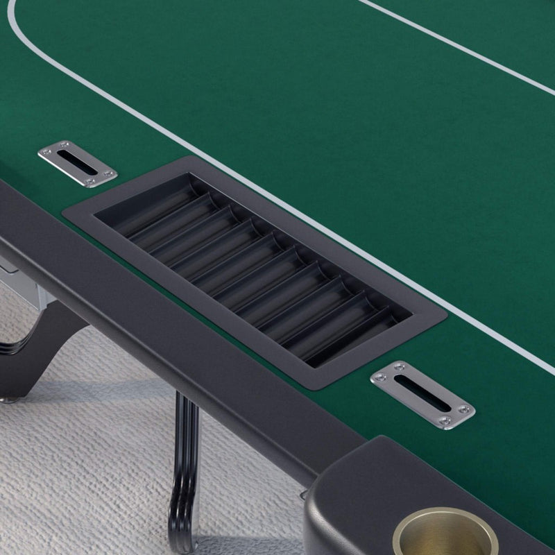 Premium 96 - Inch Aura Oval Poker Table With Cup Holders, Chips Tray And Drop Box (SAK31045) - Bro Dreams
