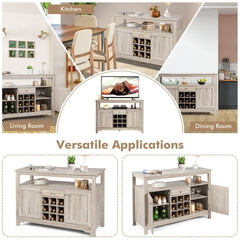 Server Buffet Sideboard With Wine Rack and Open Shelf - Gray - Bro Dreams