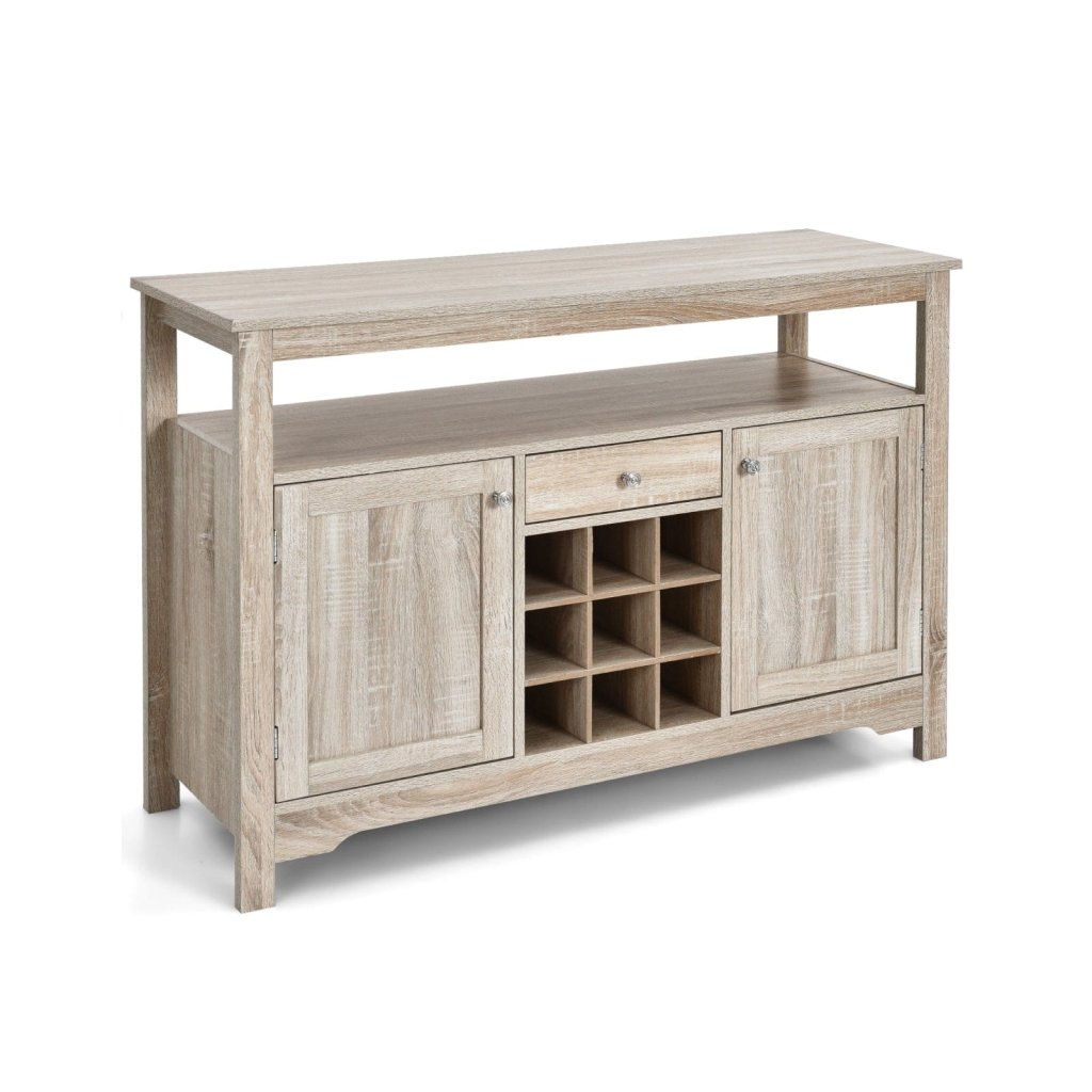 Server Buffet Sideboard With Wine Rack and Open Shelf - Gray - Bro Dreams