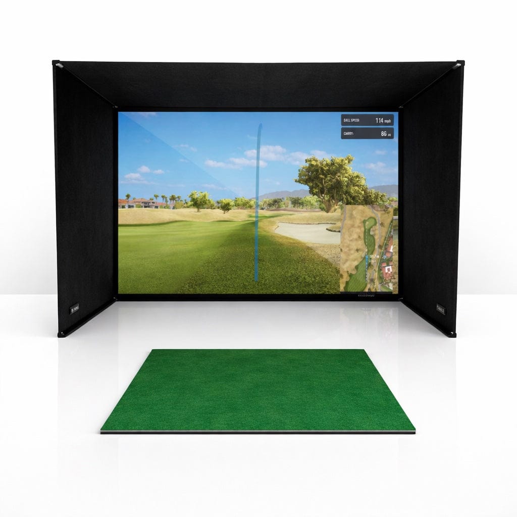 SimBox Golf Simulator Enclosure - 7 sizes, Pro + Impact Screen and Frame INCLUDES FREE SIDE BARRIERS - Bro Dreams